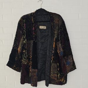 Bakesha Women's Patchwork Velvet Silk Kimono One Size